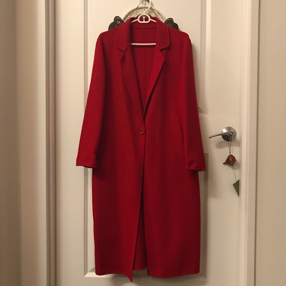 Double faced 100% wool red coat